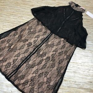 U-115 Re:named Womens Lace overlay Shift slip Dress Slip BLACK size S nwt